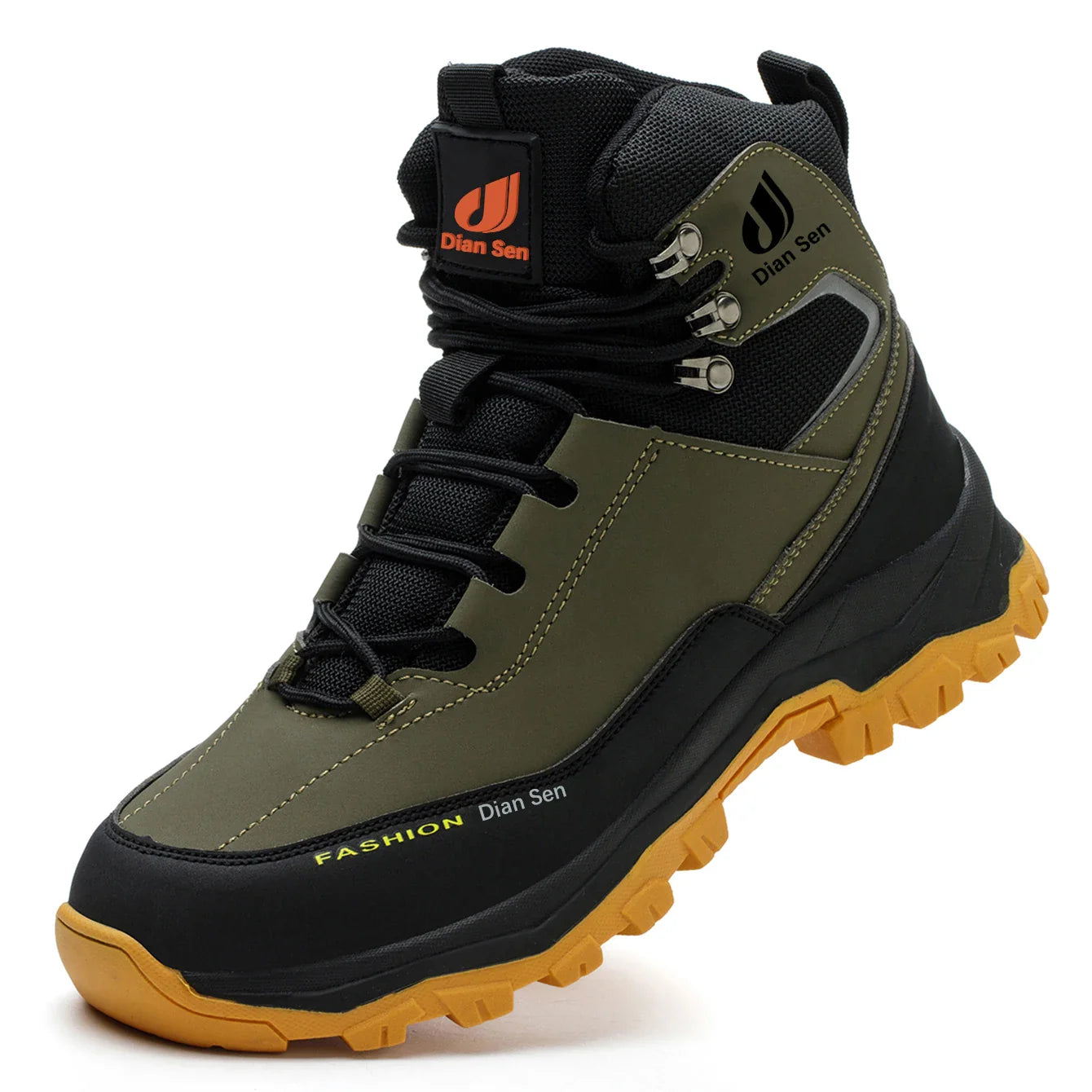 Men Work Boots Puncture-Proof Waterproof Work Shoes Steel Toe Safety Boots Industrial Indestructible Boots Side Leather Shoes