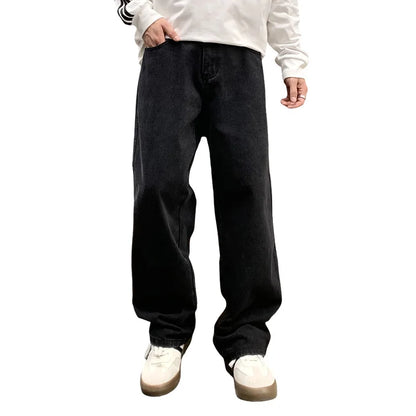 Men's Daily Casual American Korean Loose Jeans Spring Summer Fashion Street Style Retro Straight Wide Leg Y2K Jeans Denim Pants