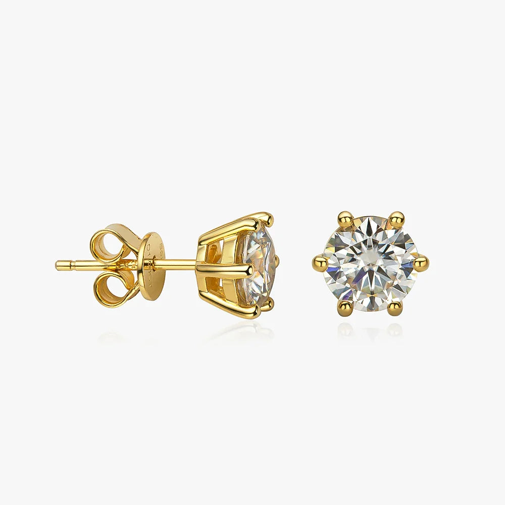 Real 1 Carat D Color Moissatine Stud Earrings For Women D Color 925 Sterling Silver Earrings Wedding Party Fine Jewelry