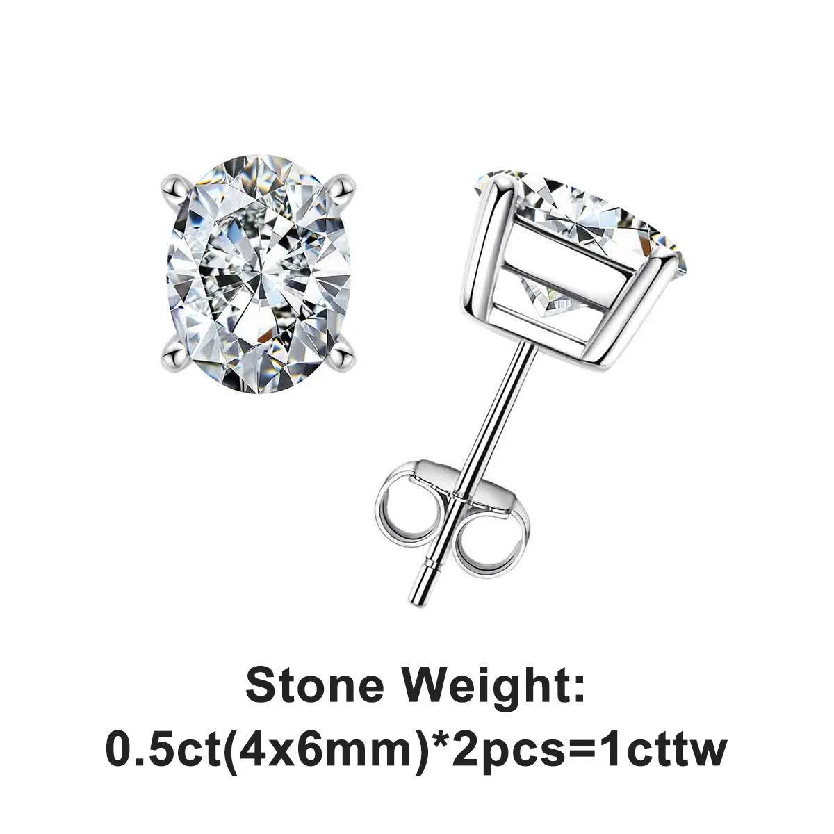 10K Gold Post 4/2/1ct Oval Cut Moissanite Stud Earrings  Anti-allergy Eearrings For Women Jewelry Wholesale
