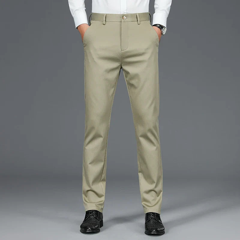Business Formal Mens Casual Pants Autumn Winter Fashion Anti-wrinkle Straight Stretch Trousers Male Office Classic Suit Pants