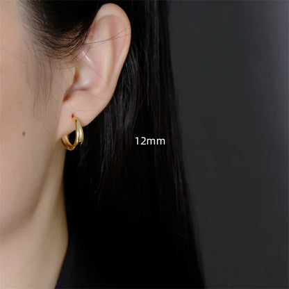 925 Sterling Silver Simple Statement Matte Large Huggies Hoop Earrings for Men Women Fine Gothic Punk Charms S925 Jewelry