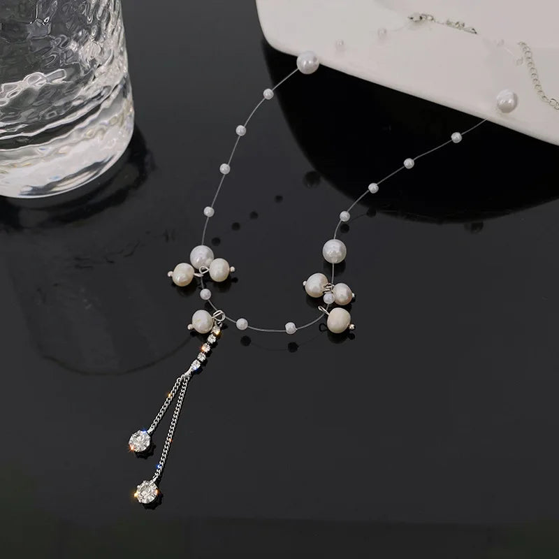 Heart Shape Pendant Necklaces Silver Color 5A Cubic Zirconia Minimalist Style Clavicle Chain Women And Girl Jewelry