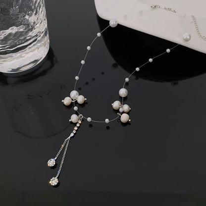 Heart Shape Pendant Necklaces Silver Color 5A Cubic Zirconia Minimalist Style Clavicle Chain Women And Girl Jewelry