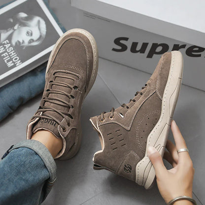 High Top Boots Men's Shoes Fashion Motorcycle Ankle Boots Shoes for Men Winter Boots Men's Sneakers Lace-Up Botas Hombre