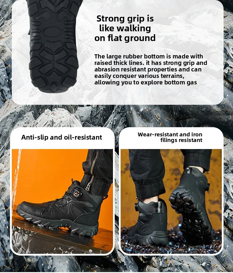 Work Safety Shoes Smash-proof and Puncture-proof Sports Safety Shoes Outdoor Mountaineering Wear-resistant Steel Boots