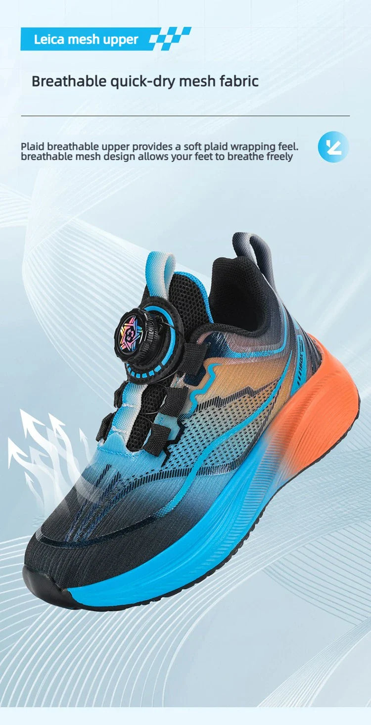 Outdoor Lace-up Boys Girls Knit Jogging Shoes Gym Sneakers Children‘s Basketball Shoes Non-slip Breathable Sports Training Shoes
