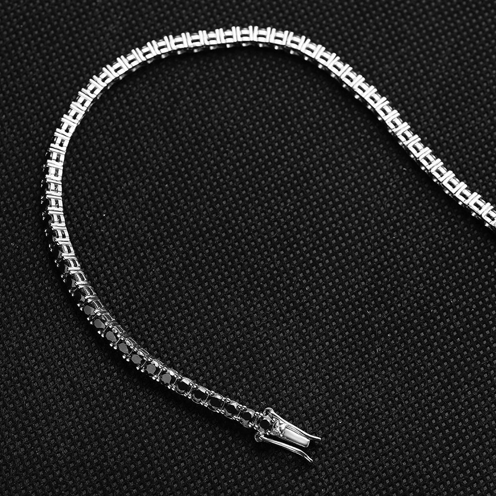 Black Moissanite Tennis Bracelet 925 Sterling Silver Plated 18k White Gold Bracelet for Women Man Hip Hop Party Jewelry