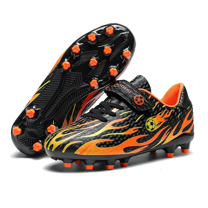 Children’s Soccer Shoes Grass Non-Slip Football Ankle Support Boots Outdoor Cleats Shoes Boys TF/FG Turf Futsal Training Shoes