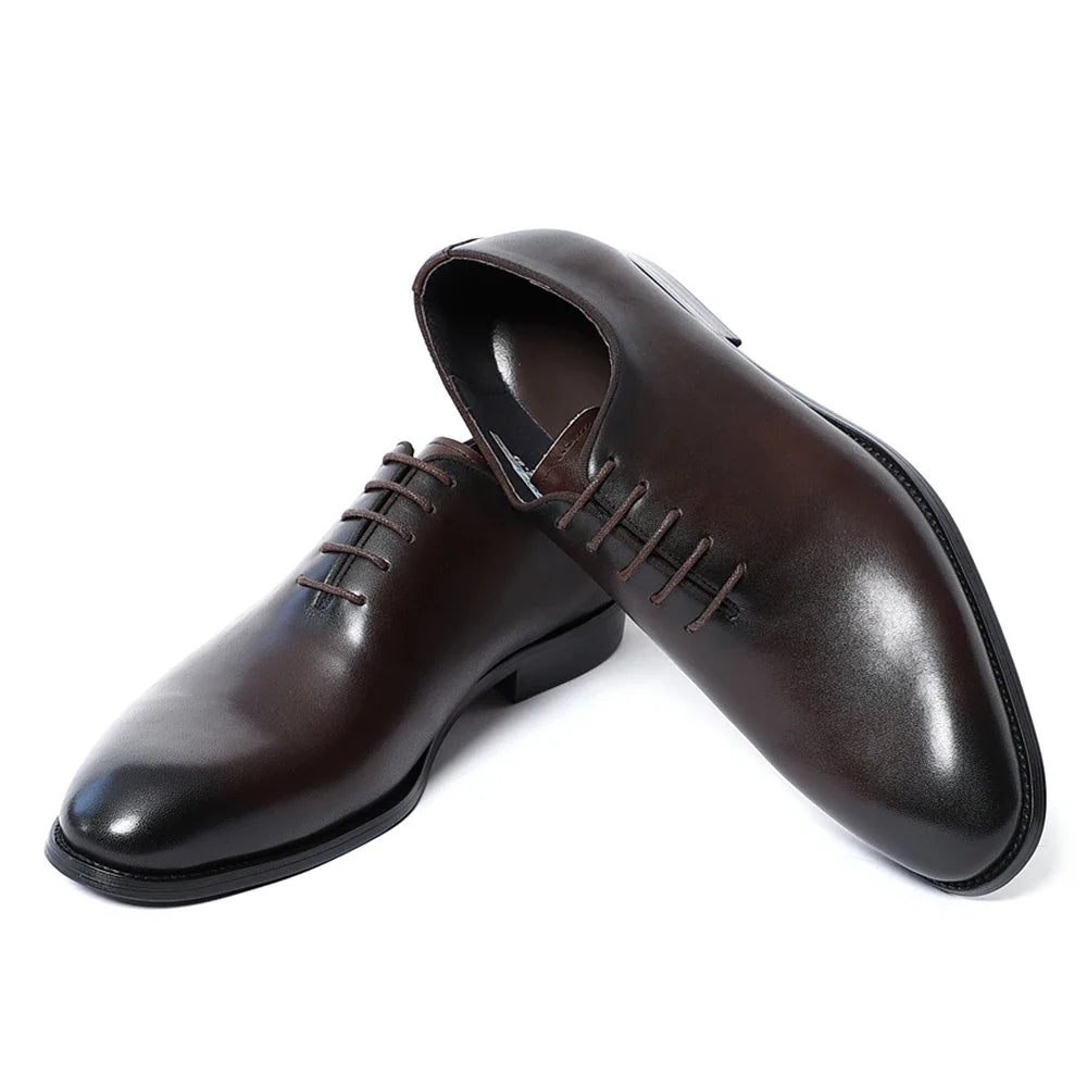 Classic Handmade Mens Dress Shoes Genuine Leather Whole Cut Round Toe Oxford Shoes Business Wedding Formal Suit Shoes Man