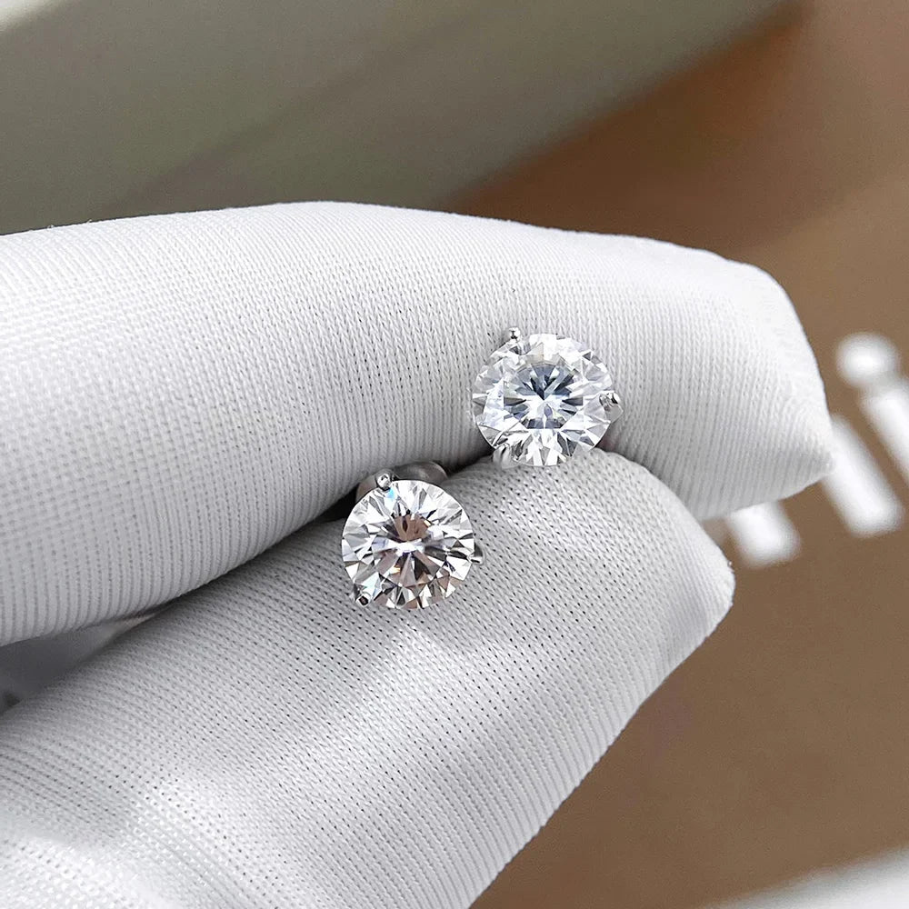 1CT Round Moissanite Stud Earrings for Women 925 Sterling Silver Plated 18K Classic Wedding Sparkling Lab Diamond Earring
