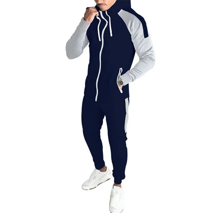 New Men's Autumn and Winter Suit Zipper Hoodie + Pants Two-piece Casual Sportswear Men's Sportswear Warm Clothing Sports Suit