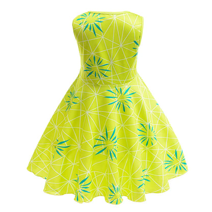 Girl Joy Inside Cosplay Out Dress Children Birthday Gift Kid Carnival Theme Party Vestido Cartoon Outfit Print Role Play Apparel