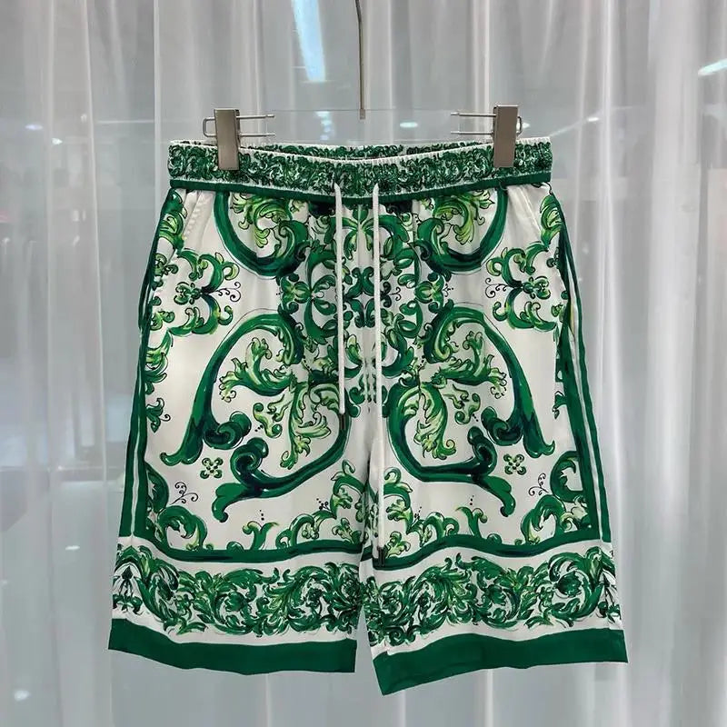 Verão 2025 Estampa Digital Casual Camisa Masculina de Manga Curta e Shorts Conjunto Camisa Havaiana Moda Jovem Transfronteiriça Roupas Masculinas
