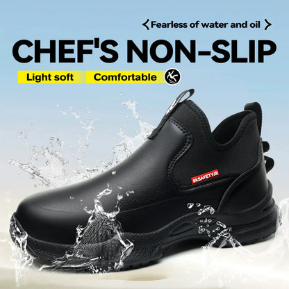 Fashion Comfort Soft Soled Waterproof Shoes Chef Shoes Four Seasons Anti Slip Oil Resistant Business Casual   Work EVA Shoes