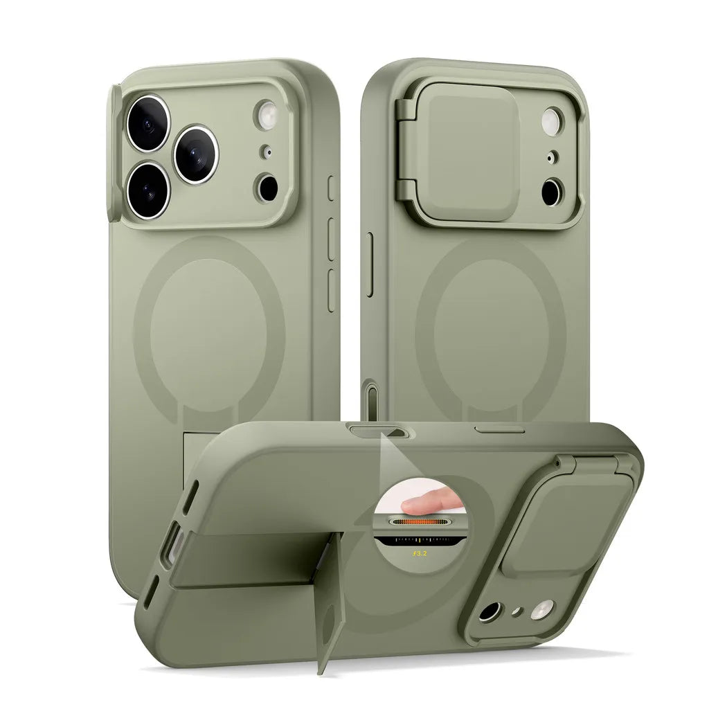 iPhone 17 Pro Max Case Magnetic Protective Cover with Camera Cover Adjustable Metal Kickstand