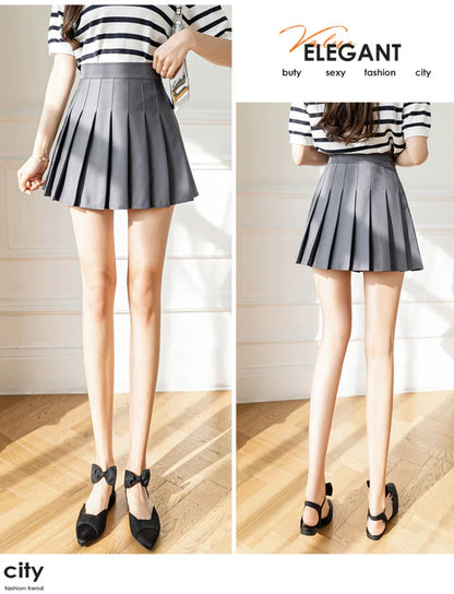 White Women Pleated Skirts Summer High Waist Zipper Girls Dancing JK Mini Skirts Black Fashion Student A Line Faldas 2023