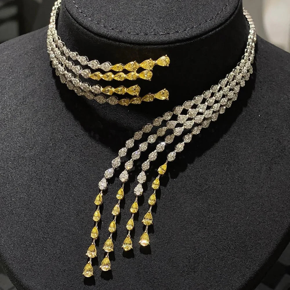 Trendy 4PCS Luxury Turquoise Statement Jewelry Sets For Women Wedding Cubic Zircon Indian African Dubai Bridal Necklace