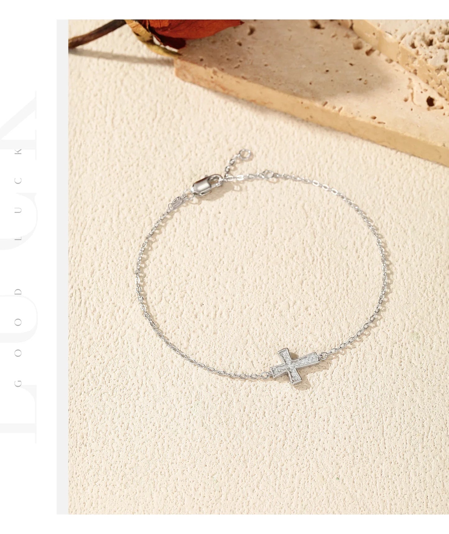 D Color VVS1 Sparkling Moissanite 925 Sterling Silver Classic Simple Cross Link Chain Bracelet For Women OL Fine Jewelry