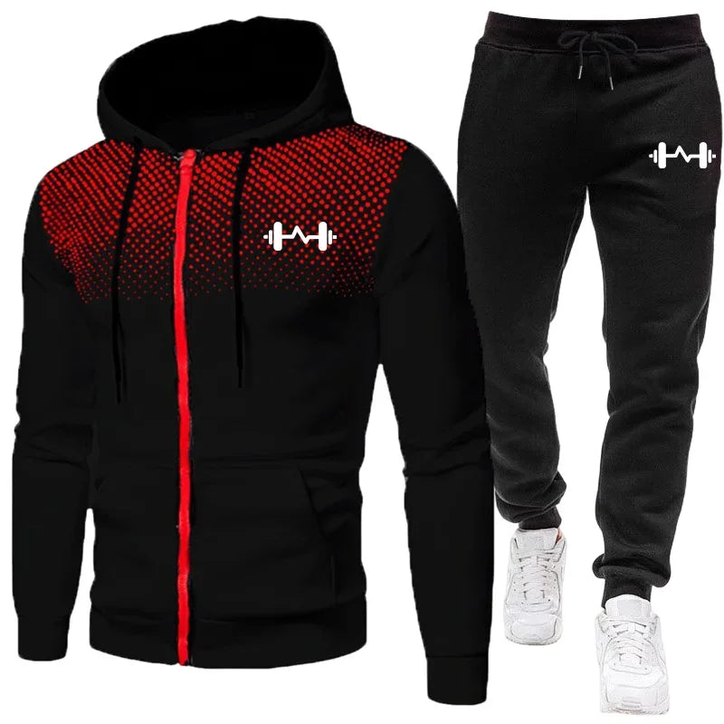 2025 New Arrival Men's Set Hoodie + Sweatpants Autumn Winter Daily Casual Sporty Jogging Suit Zipper Male Sweatshirt Outfit