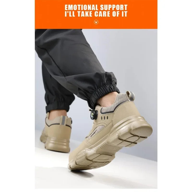 Men's Lightweight Safety Shoes Steel Toe Breathable Anti-Smashing Comfortable Puncture Resistant Work Footwear