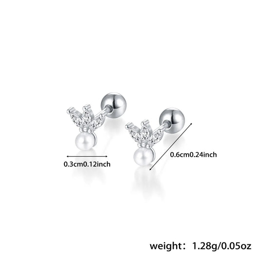 925 Sterling Silver Fashion Love Butterfly Romantic Star Crown Screw Stud Earrings for Women Ear Bone Piercing Jewelry