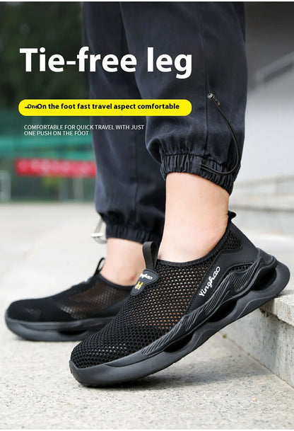 Lightweight safety shoes with large mesh, breathable, odor resistant, impact resistant, puncture resistant, and soft work shoes