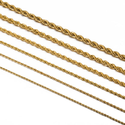 1 piece Gold Color Width 2mm/2.5mm/3mm/4mm/5mm/6mm Rope Chain Necklace/Bracelet For Men Women Stainless Steel Chain Necklace