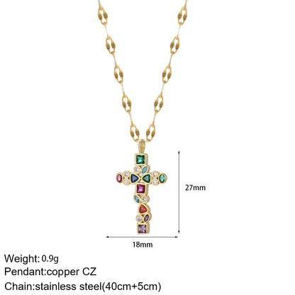 Cross Women's Pendant Collar Gold Color Our Lady Choker Jesus Necklace for Women Long Stainless Steel Chain Amulet Collars