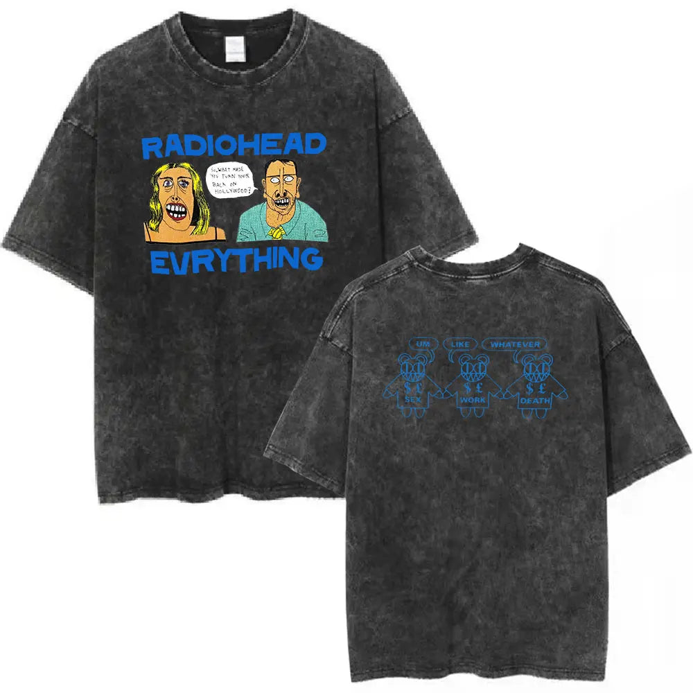Rock Band Washed Cotton T Shirt Men Women Hip Hop Music Tee Fashion Short Sleeve Tshirt Summer Oversized T-shirts Tops
