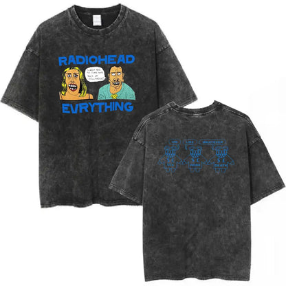 Rock Band Washed Cotton T Shirt Men Women Hip Hop Music Tee Fashion Short Sleeve Tshirt Summer Oversized T-shirts Tops