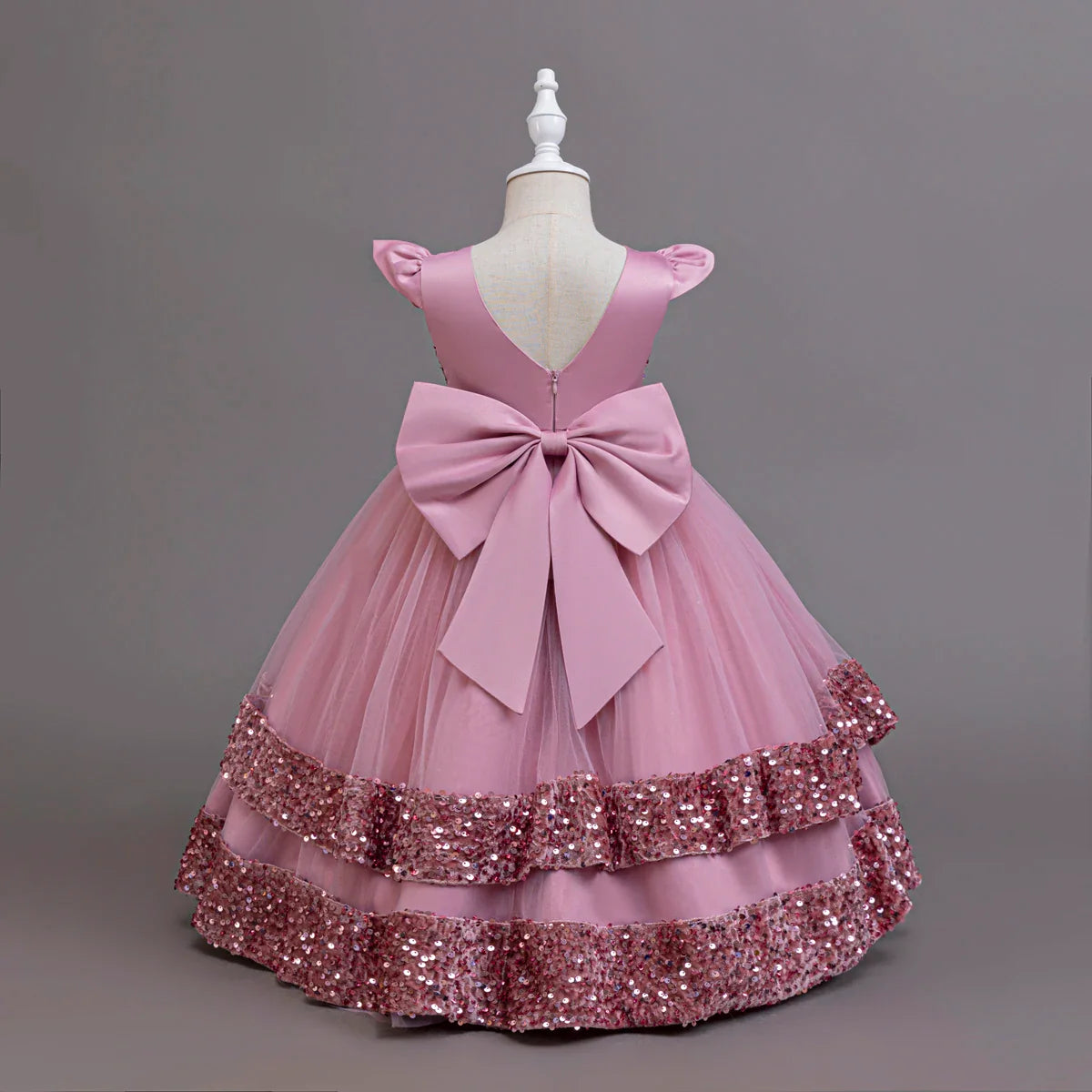 2025 New Elegant Girl Wedding Dress Sequined Mesh Princess Dress 4-12 Year Old Girl Graduation Party Prom Evening Dress