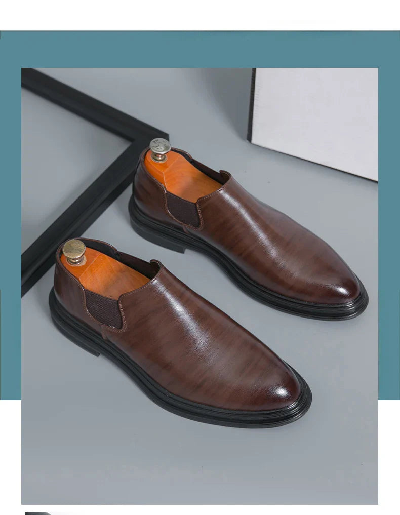 Men's riding boots British low-top short leather boots men's business formal leather shoes genuine leather casual Chelsea boots