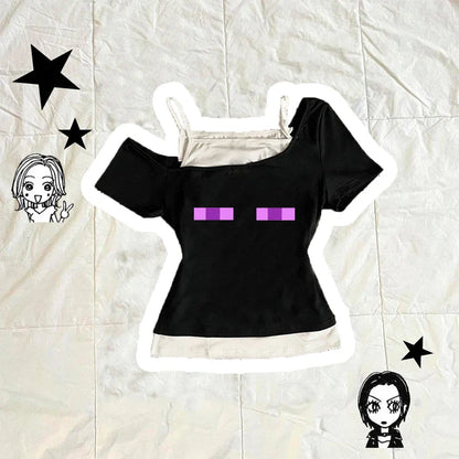 Women's Sleeveless Camisole Y2K Sexy Lace Streetwear Hip Hop Punk Rock vintage Emo Girls Chic Letter Print Gothic Slim baby Tops