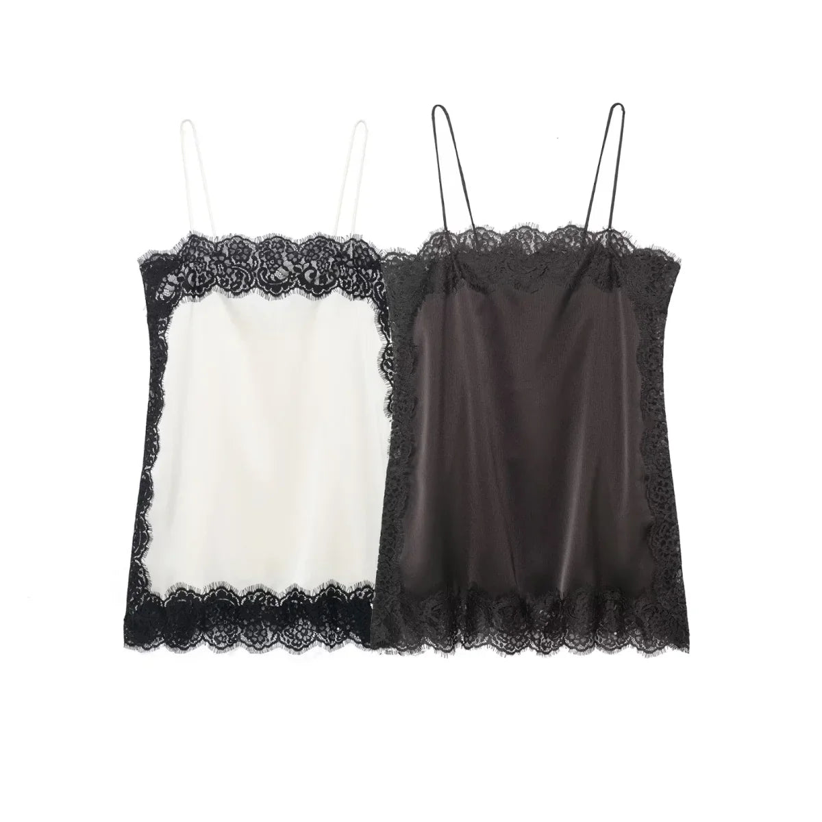 Elegant Sexy Lace Splice Satin Tops for Women Sleeveless Backless Beach Chic Tops Cropped Camisole Christmas Evening Party Tops
