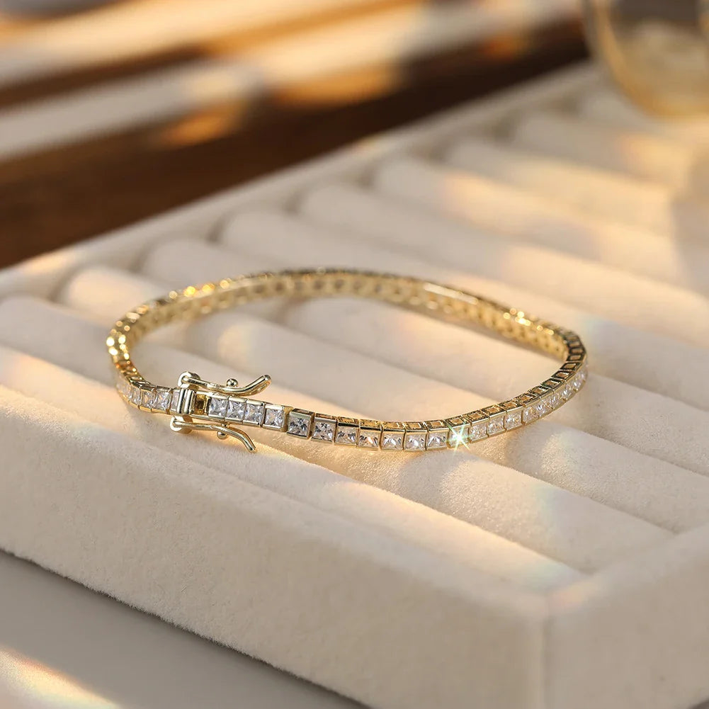Shiny Tennis Bracelet 925 Sterling Silver 1.5/2/3mm Clear Cubic Zirconia for Women Luxury Chain Bracelet Jewelry SB143