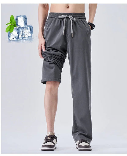 Brand Soft Jeans for Men Spring Thin Draped Comfortable Straight Trousers Drawstring Male Baggy Denim Pants Streetwear