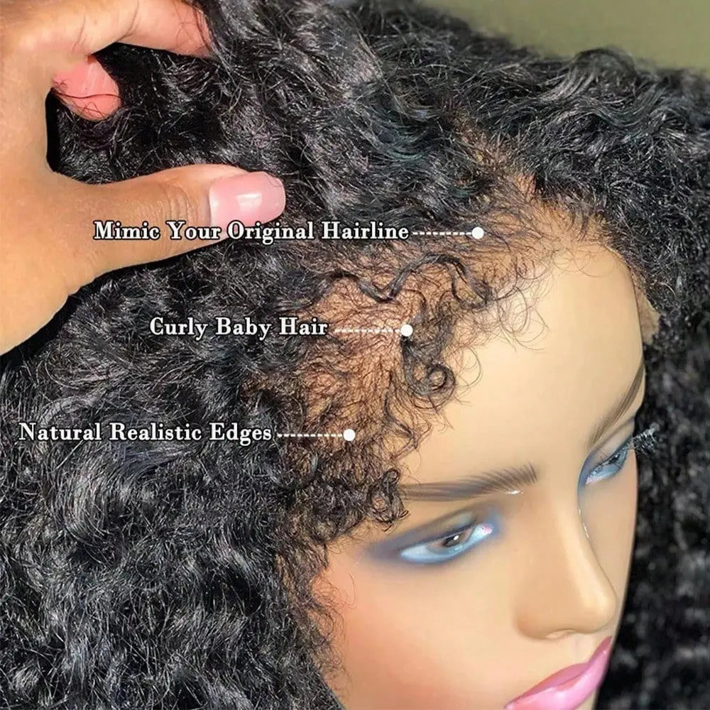 13x4 Curly Lace Front Human Hair Wig Brazilian Hair Pre Plucked Baby Hair Ear to Ear HD Lace Natural Color Full Edges Look