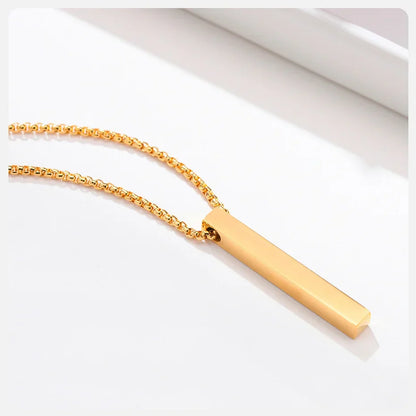 Vnox 5mm Pillar Necklace for Men Women, Stainless Steel 3D Bar Pendant, Minimalist Simple Casual Unisex Neck Collar
