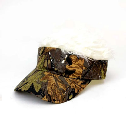 New Unisex Casual Camouflage Visor Hat Men Women Adjustable Sun Sunshade Hip Hop Baseball Cap With Spiked Hairs Wigs Casquatte