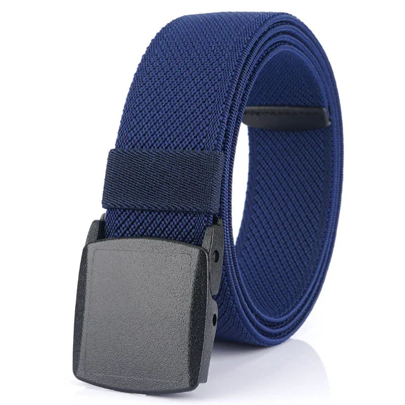 Metal Free Men's Elastic Belt Strong Engineering Plastic Quick Release Nylon Buckle Unisex Stretch Belt Outdoor Girdles