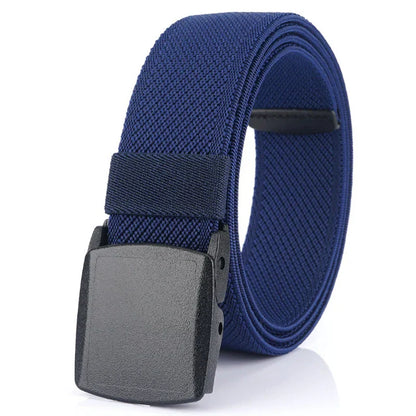 Metal Free Men's Elastic Belt Strong Engineering Plastic Quick Release Nylon Buckle Unisex Stretch Belt Outdoor Girdles