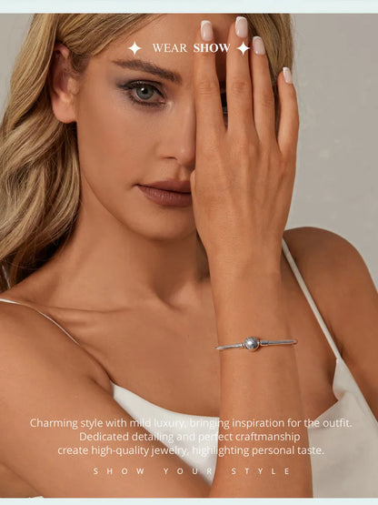 925 Sterling Silver Classic Family Forever Snake Chain Bracelets for Women Fine Jewelry 14CM 17CM 19CM