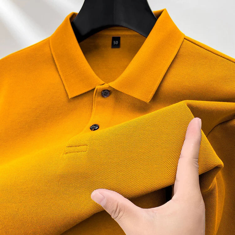 100% Cotton Polo Shirt, Four Seasons Universal  Leisure Long Sleeve, Breathable Lapels T-shirt, Perfect for Golf Sports Durable