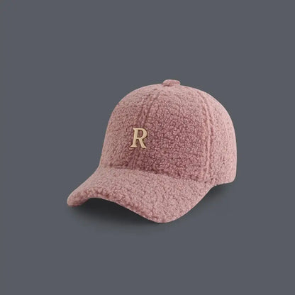 Baseball Cap Winter Hats For Women Men Unisex Letter Metal Logo Imitation Cashmere Keep Warm Simple Casual Winter Cap New Velvet
