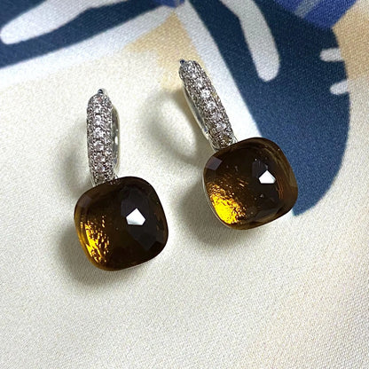 Classic Candy Color Earrings Inlay Transparent Zircon 27Colors Crystal Earrings Platinum Plated Fashion Jewelry For Women