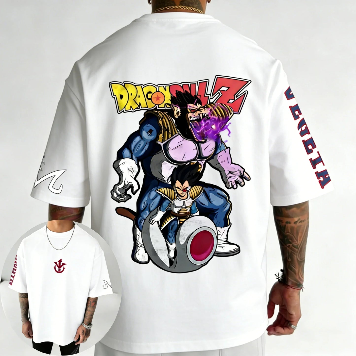 Anime Oversized Cotton T-shirt Summer New Vegeta Printed Men's and Women's Street Hip Hop Loose Casual Top