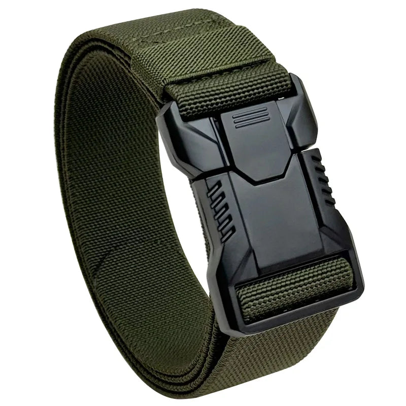 Tactical Belt Men's Elastic Webbing - Military Nylon Stretch Breathable Waistband for Outdoor Training Pants