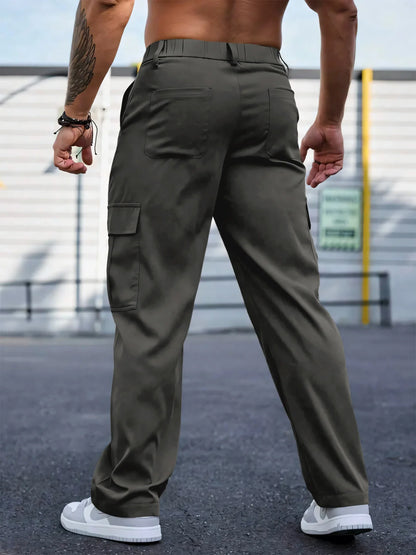 Men's Workwear Pants Wear-Resistant Sports Straight Leg Loose Summer Multi-Pocket Casual Trousers