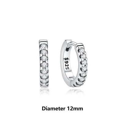 Original 925 Sterling Silver Earrings 2025 Stud Hoop Crystal Earings For Women Rose Gold Crown Heart Infinity Bee Earing Jewelry